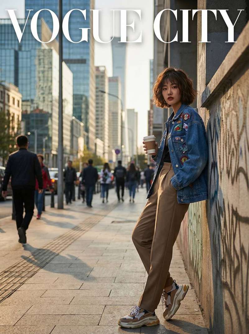 落地窗前街拍视频